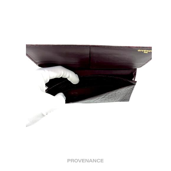 🔴 Givenchy Long Wallet - Burgundy Crocodile Leather - Picture 6 of 8